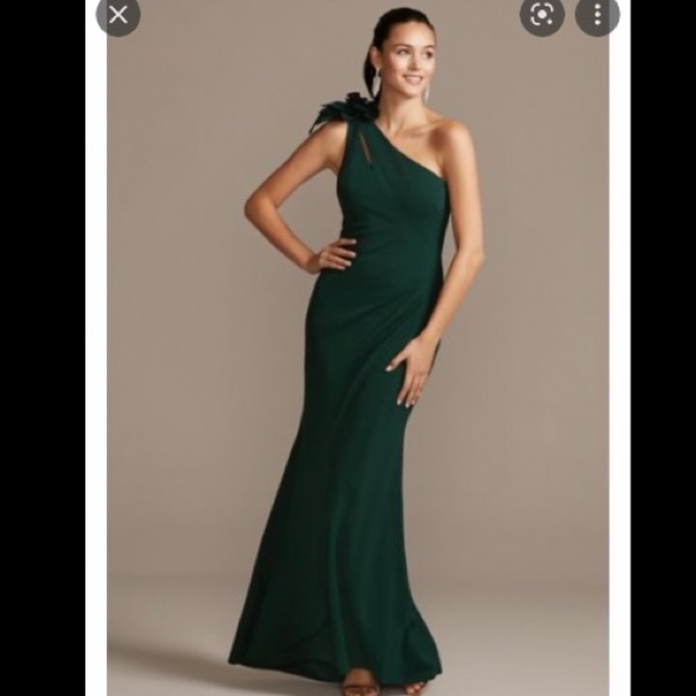 Xscape One Shoulder Gown with Bow